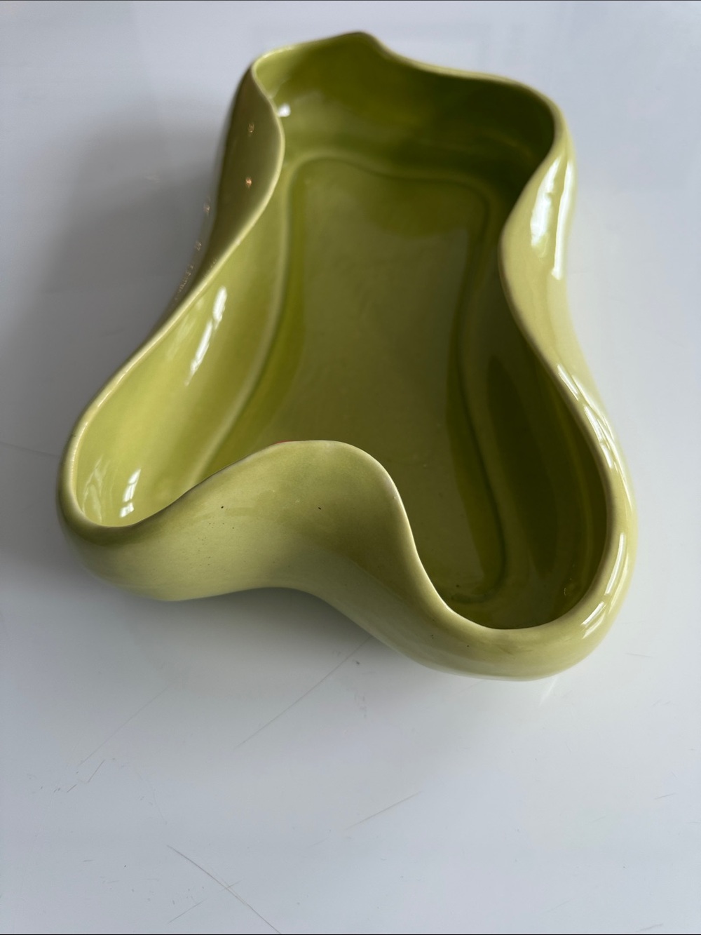Olive Green mid Century Modern Ceramic Bone-Shaped Dish/ planter/ catch all